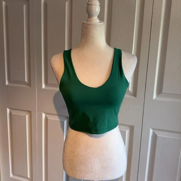 Social Tourist Kelly Green Stretch Crop Bra Tank Top Size Small EUC - Picture 7 of 8
